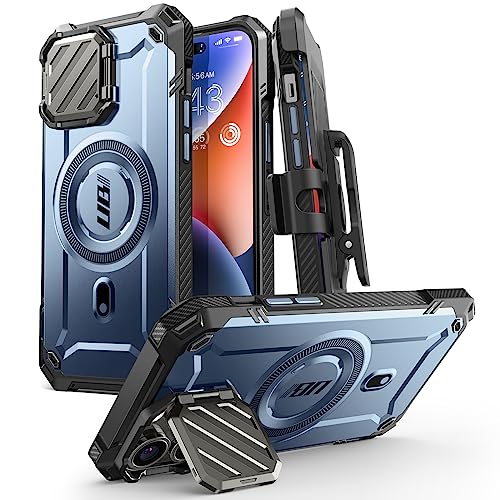 SupCase UB Mag XT für iPhone 14 Pro Max/iPhone 13 Pro Max Hülle mit Kameraschutz, Robust Handyhülle Bumper Case Schutzhülle kompatibel mit MagSafe mit Ständer und Gürtelclip (Blau) von SupCase