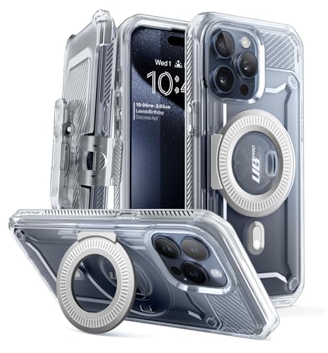 SUPCASE Unicorn Beetle Pro Mag Hülle für iPhone 15 Pro Max (6.7''), mit Displayschutz, Ständer und Gürtelclip, Kompatibel mit MagSafe (Clear) von SupCase