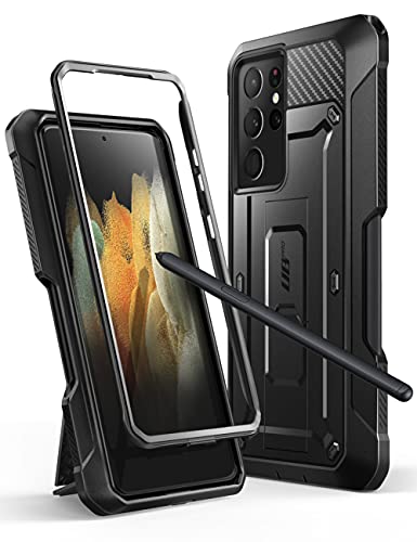 SUPCASE Unicorn Beetle Pro Series Dual Layer Rugged Holster & Kickstand Case Ohne Displayschutzfolie Case für Samsung S21 Ultra Hülle mit S Pen Slot Halter [Enthält keinen Stift], Schwarz von SupCase