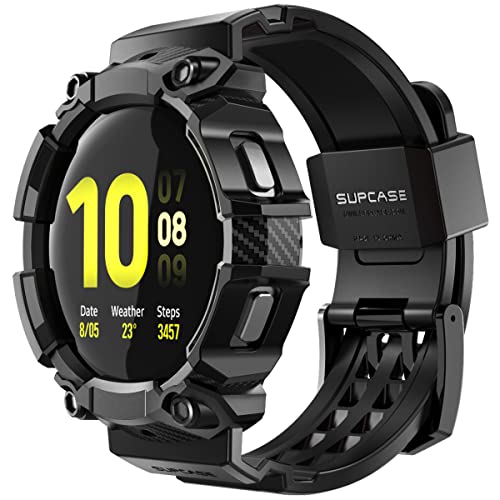 SUPCASE Unicorn Beetle Pro Series Robuste Schutzhülle mit Armband für Galaxy Watch 4/5/6 [44mm] (Schwarz), TPU PC von SupCase