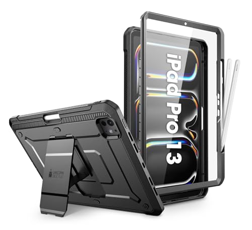SUPCASE für iPad Pro 13 Zoll Hülle M4 2024 7th Generation mit Stifthalter Bumper Case 360 Grad Schutzhülle Cover [Unicorn Beetle Pro] mit Displayschutz und Ständer für iPad Pro 13 Zoll M4 (Schwarz) von SupCase