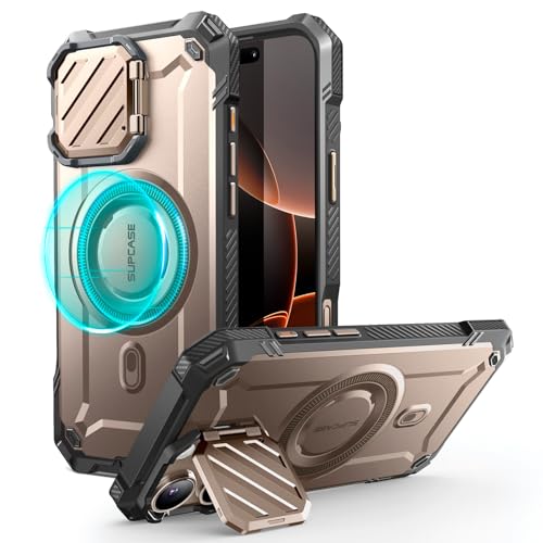 SupCase für iPhone 16 Pro Hülle mit Kameraschutz [Kompatibel mit MagSafe] Dünne Handyhülle Bumper Case Magnetische Schutzhülle mit Ständer [UB Mag XT] für iPhone 16 Pro 6.3'' 2024 (Rotgold) von SupCase