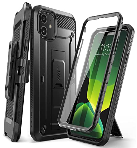 SUPCASE iPhone 11 Hülle 360 Grad Handyhülle Outdoor Case Bumper Schutzhülle Full Cover [Unicorn Beetle Pro] mit Integriertem Displayschutz und Gürtelclip 6.1 Zoll 2019 Ausgabe (Schwarz) von SupCase
