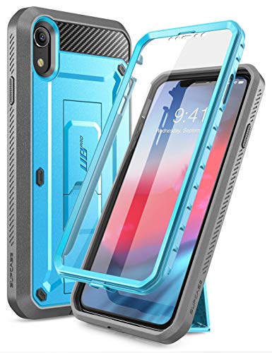 SUPCASE iPhone XR Hülle 360 Grad Handyhülle Outdoor Case Robust Schutzhülle Full Cover [Unicorn Beetle Pro] mit Integriertem Displayschutz und Ständer für iPhone XR 6.1 Zoll 2018 (Blau) von SupCase