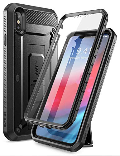 SUPCASE iPhone XS Max Hülle 360 Grad Handyhülle Outdoor Case Robust Schutzhülle Full Cover [Unicorn Beetle Pro] mit Integriertem Displayschutz und Ständer für iPhone XS Max 6.5 Zoll 2018 (Schwarz) von SupCase