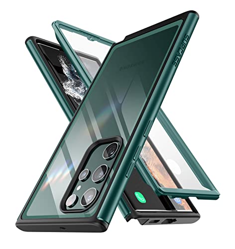 SupCase Bumper Case für Samsung Galaxy S22 Ultra (6.8'') 5G Hülle Hartplastik Handyhülle 360 Grad Schutzhülle Rugged Cover [Edge Pro] mit Displayschutz 2022 Ausgabe (Peacock) von SupCase