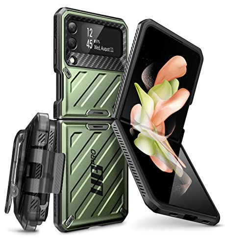 SupCase Hülle für Samsung Galaxy Z Flip 4 5G (2022), Robust Handyhülle Bumper Case Premium Schutzhülle Cover [Unicorn Beetle Pro] mit Gürtelclip (Grün) von SupCase