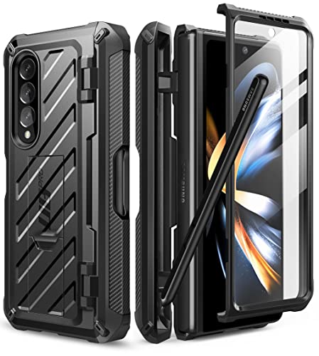 SupCase Hülle für Samsung Galaxy Z Fold 4 5G (2022), Stoßfest Handyhülle Bumper Case Robust Schutzhülle [Unicorn Beetle Pro] mit integriertem Displayschutz & Ständer & S Pen Slot (Schwarz) von SupCase