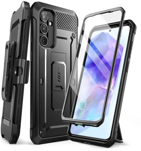 SUPCASE für Samsung Galaxy A55 5G Hülle Outdoor Case Bumper Handyhülle 360 Grad Schutzhülle Cover [Unicorn Beetle Pro] mit Integriertem Displayschutz & Ständer und Gürtelclip, Schwarz von SUPCASE