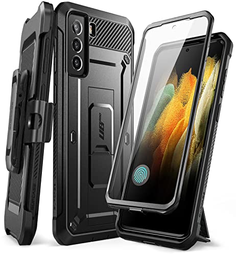 SupCase Outdoor Hülle für Samsung Galaxy S21 FE 5G (6.4'') Handyhülle Bumper Case 360 Grad Schutzhülle Cover [Unicorn Beetle Pro] mit Integriertem Displayschutz und Ständer (Schwarz) von SupCase