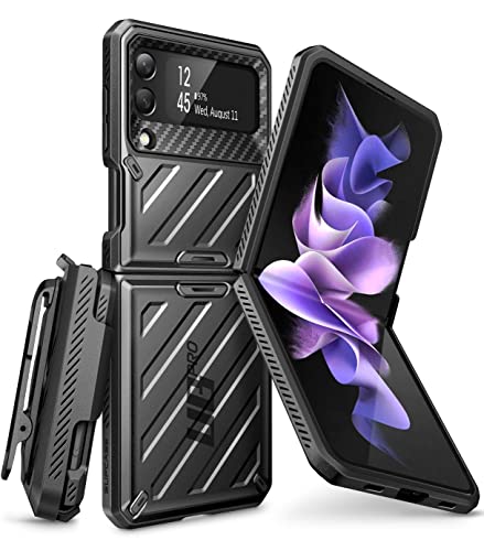 SupCase Outdoor Hülle für Samsung Galaxy Z Flip 3 5G (2021), Robust Handyhülle Bumper Case Premium Schutzhülle Backcover [Unicorn Beetle Pro] mit Gürtelclip (Schwarz) von SupCase