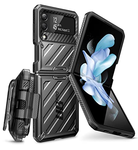 SupCase Outdoor Hülle für Samsung Galaxy Z Flip 4 5G (2022), Robust Handyhülle Bumper Case Premium Schutzhülle Cover [Unicorn Beetle Pro] mit Gürtelclip (Schwarz) von SupCase
