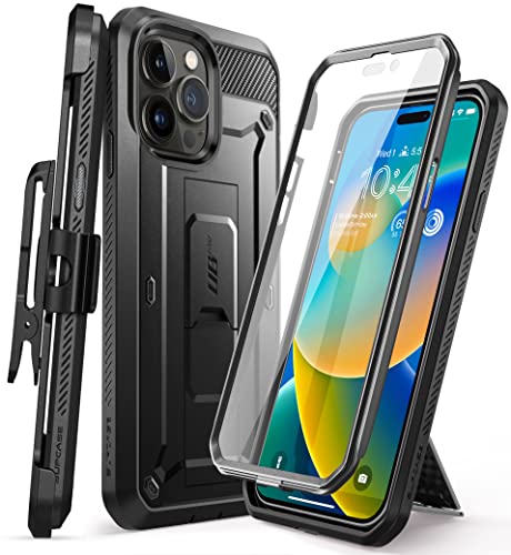 SupCase Outdoor Hülle für iPhone 14 Pro (6.1") Handyhülle 360 Grad Case Bumper Schutzhülle Cover [Unicorn Beetle Pro] mit Displayschutz 2022 Ausgabe (Schwarz) von SupCase