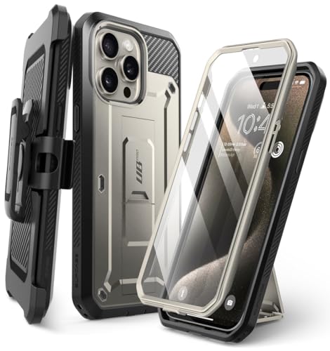 SupCase Outdoor Hülle für iPhone 15 Pro Max (6.7") Handyhülle 360 Grad Case Bumper Schutzhülle Cover [Unicorn Beetle Pro] mit Displayschutz 2023 Ausgabe, Grau von SupCase