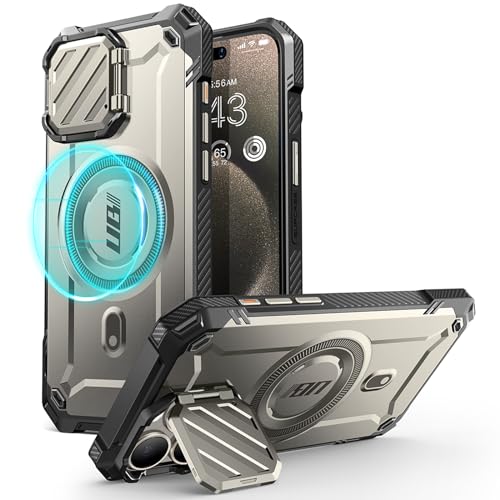 SupCase UB Mag XT für iPhone 15 Pro Max Hülle 6,7" (2023) mit Kameraschutz, [Kompatibel mit MagSafe] Robust Handyhülle Bumper Case Schutzhülle mit Ständer, Grau von SupCase