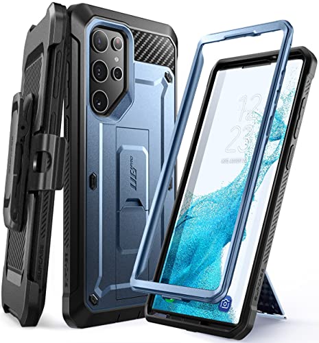 SupCase Unicorn Beetle Pro Dual Layer Rugged Holster Case für Samsung Galaxy S22 Ultra 5G (2022), Metallic Blue von SupCase