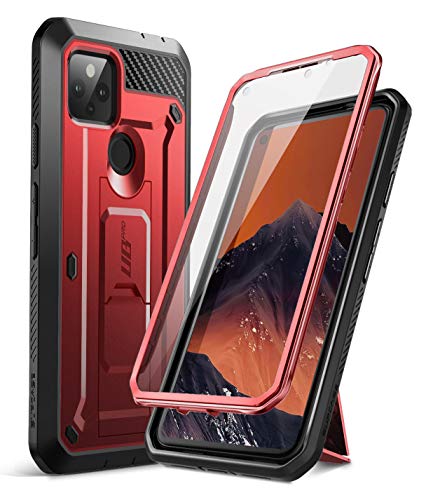 SUPCASE Unicorn Beetle Pro Series Full Body Rugged Holster Case mit integriertem Displayschutz für 6,2 Zoll Google Pixel 4A 5G (2020), Metallic Red von SupCase