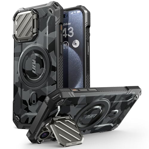 SupCase für iPhone 15 Pro Max Hülle mit Kameraschutz [Kompatibel mit MagSafe] Dünne Handyhülle Bumper Case Magnetische Schutzhülle mit Ständer [UB Mag XT] für iPhone 15 Pro Max 2023 (Shadow) von SupCase