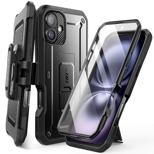 SUPCASE für iPhone 16 Plus Hülle 6.7” Outdoor Handyhülle 360 Grad Case Bumper Schutzhülle Cover [Unicorn Beetle Pro] mit Displayschutz, Ständer und Gürtelclip für iPhone 16 Plus 2024 (Schwarz) von SupCase