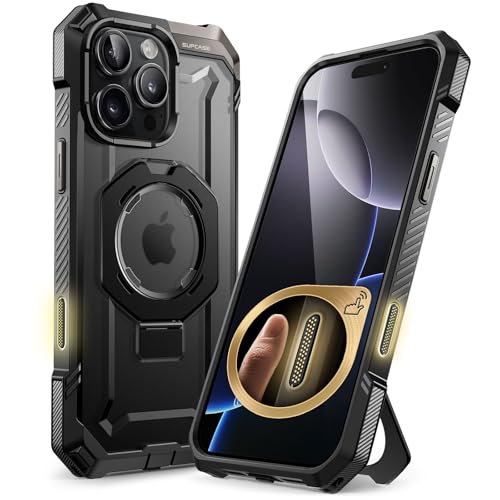 SupCase für iPhone 16 Pro Hülle mit Ständer (Unicorn Beetle Grip), [Kompatibel mit MagSafe] Slim Schutzhülle Robust Case Magnetische Handyhülle für iPhone 16 Pro 6.3‘’ 2024 (Schwarz) von SupCase