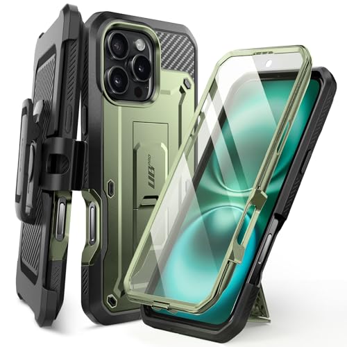 SupCase für iPhone 16 Pro Max Hülle 6.9” Outdoor Handyhülle 360 Grad Case Bumper Schutzhülle Cover [Unicorn Beetle Pro] mit Displayschutz, Ständer und Gürtelclip für iPhone 16 Pro Max (Grün) von SupCase