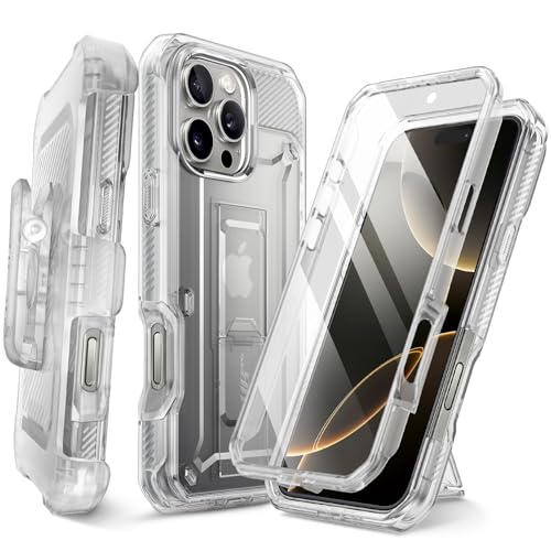 SupCase für iPhone 16 Pro Max Hülle 6.9” Outdoor Handyhülle 360 Grad Case Bumper Schutzhülle Cover [Unicorn Beetle Pro] mit Displayschutz, Ständer und Gürtelclip für iPhone 16 Pro Max (Durchsichtig) von SupCase