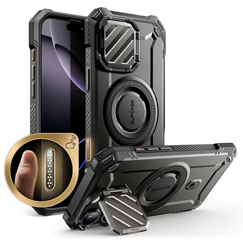 SupCase für iPhone 16 Pro Max Hülle mit Kameraschutz [Kompatibel mit MagSafe] Dünne Handyhülle Bumper Case Magnetische Schutzhülle mit Ständer [UB Mag XT] für iPhone 16 Pro Max 6.9'' 2024 (Dunkel) von SupCase