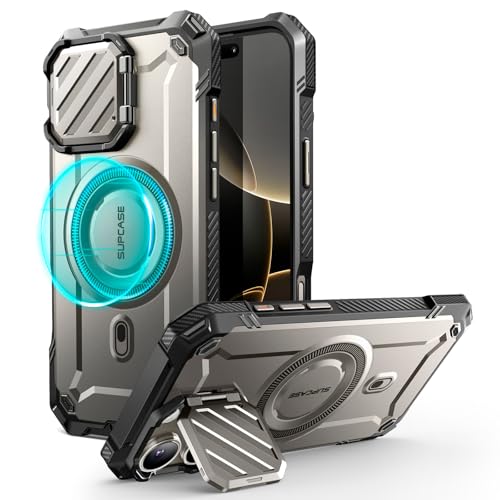 SupCase für iPhone 16 Pro Max Hülle mit Kameraschutz [Kompatibel mit MagSafe] Dünne Handyhülle Bumper Case Magnetische Schutzhülle mit Ständer [UB Mag XT] für iPhone 16 Pro Max 6.9'' 2024 (Grau) von SupCase