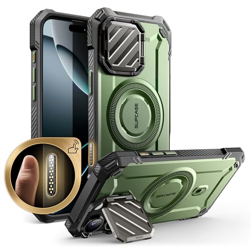 SupCase für iPhone 16 Pro Max Hülle mit Kameraschutz [Kompatibel mit MagSafe] Dünne Handyhülle Bumper Case Magnetische Schutzhülle mit Ständer [UB Mag XT] für iPhone 16 Pro Max 6.9'' 2024 (Grün) von SupCase