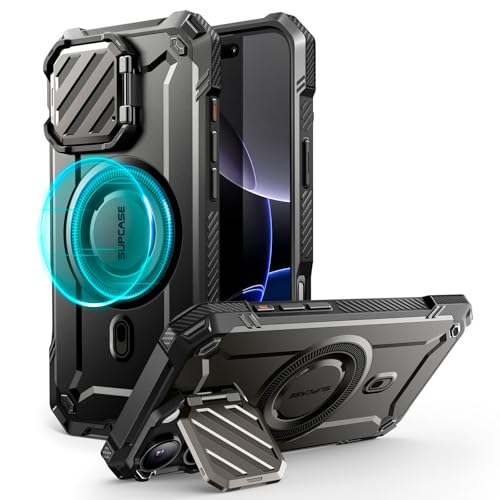 SupCase für iPhone 16 Pro Max Hülle mit Kameraschutz [Kompatibel mit MagSafe] Dünne Handyhülle Bumper Case Magnetische Schutzhülle mit Ständer [UB Mag XT] für iPhone 16 Pro Max 6.9'' 2024 (Schwarz) von SupCase