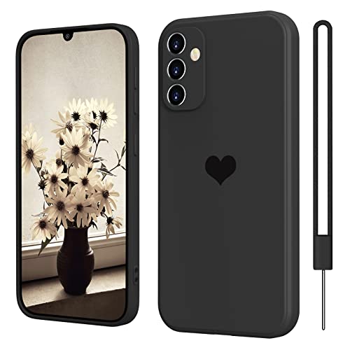 Samsung Galaxy A34 5G Hülle Silikon Case mit Herz, SupVict Hanyhülle Samsung Galaxy A34 5G Dünn mit Microfiber, Kratzfeste Rundumschutz Case Stoßfest Slim Hülle für Samsung Galaxy A34 5G 6.6'' Schwarz von SupVict