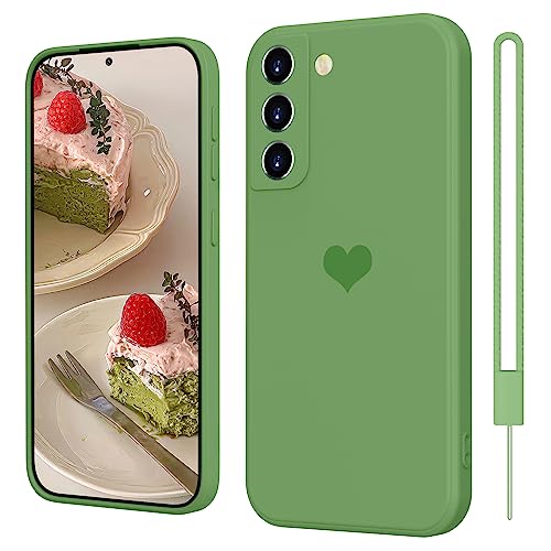 Samsung Galaxy S21 FE Hülle Silikon Case mit Herz, SupVict Hanyhülle Samsung Galaxy S21 FE mit Microfiber, Kratzfeste Rundumschutz Case Stoßfest Slim Hülle für Samsung S21 FE 5G Matcha Grün von SupVict