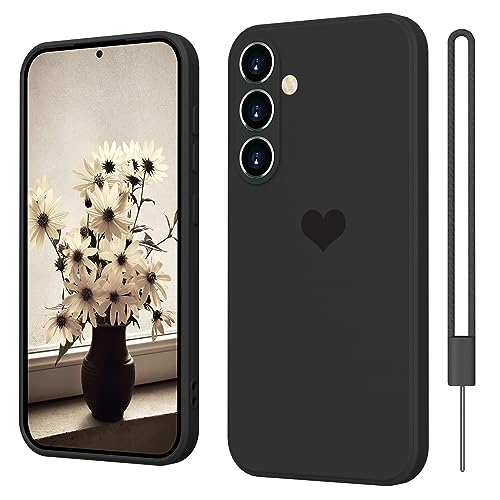 Samsung Galaxy S23 FE Hülle Silikon Case mit Herz, SupVict Hanyhülle Samsung Galaxy S23 FE mit Microfiber, Kratzfeste Rundumschutz Case Stoßfest Slim Hülle für Samsung S23 FE 5G 2023 Schwarz von SupVict