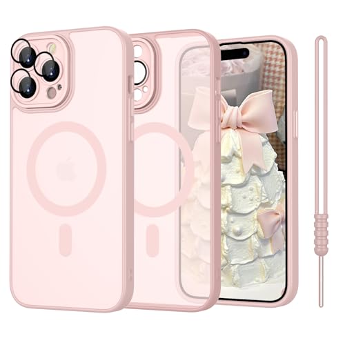 SupVict iPhone 15 Pro Hülle mit MagSafe, Hanyhülle iPhone 15 Pro Magnetisch Durchscheinendes Matte Touch Leicht Dünn rutschfest Anti-Gelb Kratzfest Schutz Stoßfeste Hülle iPhone 15 Pro 6.1'' Rosa von SupVict