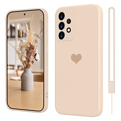 SupVict Samsung Galaxy A52 5G 4G/A52s 5G Hülle Silikon Case mit Herz, Hanyhülle Samsung Galaxy A52s 5G mit Microfiber, Kratzfeste Rundumschutz Case Stoßfest Slim Hülle für Samsung A52 6.5'' Khaki von SupVict