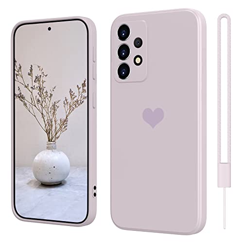 SupVict Samsung Galaxy A52 5G 4G/A52s 5G Hülle Silikon Case mit Herz, Hanyhülle Samsung Galaxy A52s 5G mit Microfiber, Kratzfeste Rundumschutz Case Stoßfest Slim Hülle für Samsung A52 6.5'' Lila von SupVict