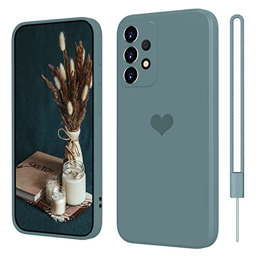 SupVict Samsung Galaxy A53 5G Hülle Silikon mit Herz, Hanyhülle Samsung Galaxy A53 5G Dünn mit Microfiber, Kratzfeste Rundumschutz Case Stoßfest Slim Hülle für Samsung Galaxy A53 5G 6.5'' Kühl Grau von SupVict