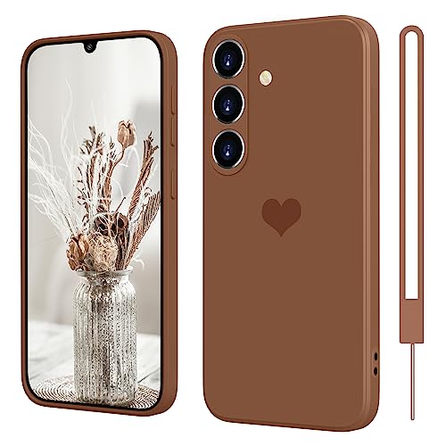 SupVict Samsung Galaxy A54 5G Hülle Silikon mit Herz, Hanyhülle Samsung Galaxy A54 5G Dünn mit Microfiber, Kratzfeste Rundumschutz Case Stoßfest Slim Hülle für Samsung Galaxy A54 5G 6.4'' Braun von SupVict