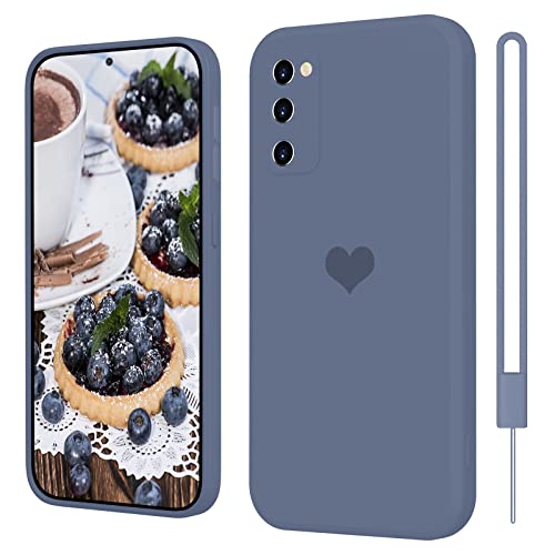 SupVict Samsung Galaxy S20 FE Hülle Silikon Case mit Herz, Hanyhülle Samsung Galaxy S20 FE mit Microfiber, Kratzfeste Rundumschutz Case Stoßfest Slim Hülle für Samsung S20 FE 4G 5G Blau Grau von SupVict