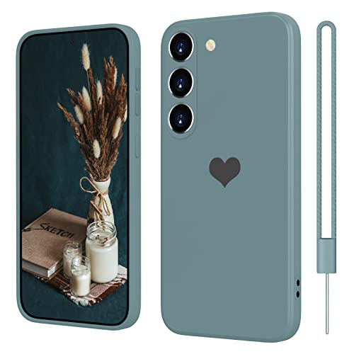 SupVict Samsung Galaxy S23 Plus Hülle Silikon mit Herz, Hanyhülle Samsung S23 Plus Dünn mit Microfiber, Kratzfeste Rundumschutz Case Stoßfest Slim Hülle für Samsung Galaxy S23 Plus 6.6'' Kühl Grau von SupVict