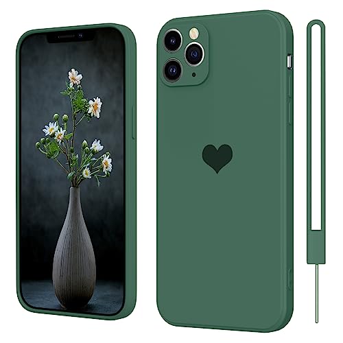 SupVict iPhone 11 Pro Hülle Silikon Case mit Herz, Hanyhülle iPhone 11 Pro Ultra Dünn mit Microfiber, Kratzfeste Rundumschutz Case Stoßfest Slim Schutz Hülle für iPhone 11 Pro 5.8'' Grün von SupVict