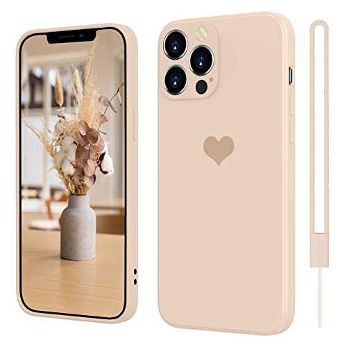 SupVict iPhone 12 Pro Max Hülle Silikon Case mit Herz, Hanyhülle iPhone 12 Pro Max Ultra Dünn mit Microfiber, Kratzfeste Rundumschutz Case Stoßfest Slim Schutz Hülle für iPhone 12 Pro Max 6.7'' Khaki von SupVict