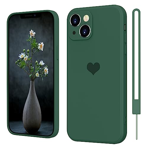 SupVict iPhone 13 Mini Hülle Silikon Case mit Herz, Hanyhülle iPhone 13 Mini Ultra Dünn mit Microfiber, Kratzfeste Rundumschutz Case Stoßfest Slim Schutz Hülle für iPhone 13 Mini 4.7'' Grün von SupVict