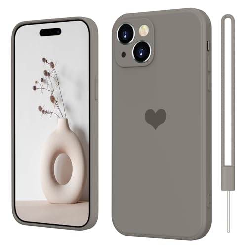 SupVict iPhone 13 Mini Hülle Silikon Case mit Herz, Hanyhülle iPhone 13 Mini Ultra Dünn mit Microfiber, Kratzfeste Rundumschutz Case Stoßfest Slim Schutz Hülle für iPhone 13 Mini 4.7'' Titangrau von SupVict