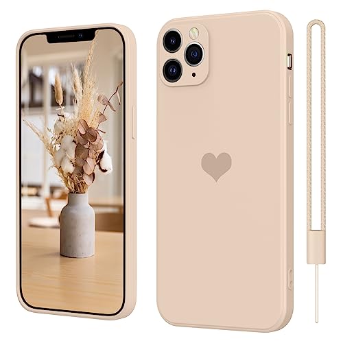 iPhone 11 Pro Hülle Silikon Case mit Herz, SupVict Hanyhülle iPhone 11 Pro Ultra Dünn mit Microfiber, Kratzfeste Rundumschutz Case Stoßfest Slim Schutz Hülle für iPhone 11 Pro 5.8'' Khaki von SupVict