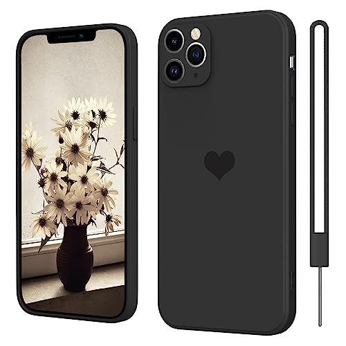 iPhone 11 Pro Max Hülle Silikon Case mit Herz, SupVict Hanyhülle iPhone 11 Pro Max Dünn mit Microfiber, Kratzfeste Rundumschutz Case Stoßfest Slim Schutz Hülle für iPhone 11 Pro Max 6.5'' Schwarz von SupVict