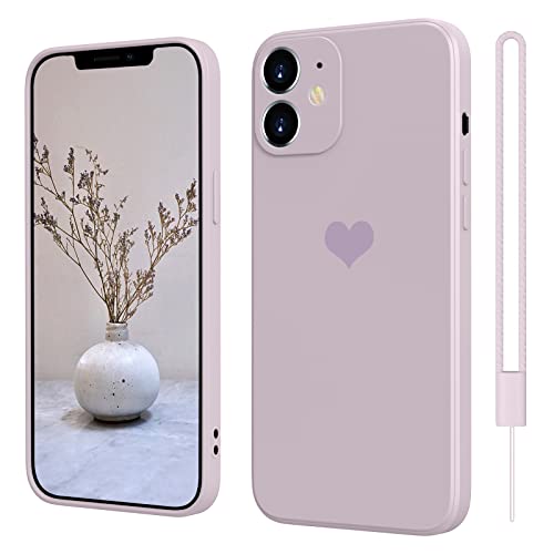 iPhone 12 Mini Hülle Silikon Case mit Herz, SupVict Hanyhülle iPhone 12 Mini Ultra Dünn mit Microfiber, Kratzfeste Rundumschutz Case Stoßfest Slim Schutz Hülle für iPhone 12 Mini 4.7'' Hell Lila von SupVict