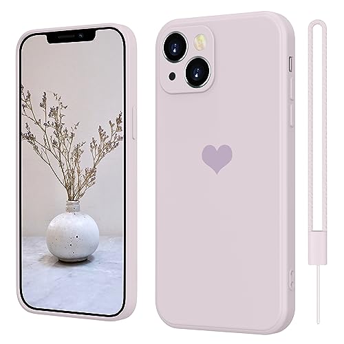 iPhone 13 Hülle Silikon Case mit Herz, SupVict Hanyhülle iPhone 13 Ultra Dünn mit Microfiber, Kratzfeste Rundumschutz Case Stoßfest Slim Schutz Hülle für iPhone 13 6.1'' Lila von SupVict