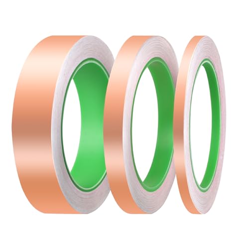 Supaway 3 Rollen Kupferband Selbstklebend 20m x 6mm/12mm/25mm Kupferband Gegen Schnecken, Doppelseitig Leitfähig Kupferfolienband für EMI Abschirmung Schneckenschutz Elektro Reparatur Löten Basteln Supaway 3 Rollen Kupferband Selbstklebend 20m x 6mm/12mm/25mm Kupferband Gegen Schnecken, Doppelseitig Leitfähig Kupferfolienband für EMI Abschirmung Schneckenschutz Elektro Reparatur Löten Basteln von Supaway