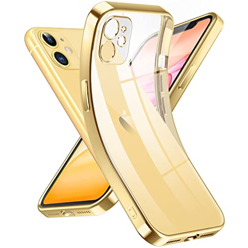 Supdeal Crystal Clear Hülle für iPhone 11, Niemals gelb mit Kameraschutz, Silikon Durchsichtig Handyhülle Weicher Passform, Ultra Dünn und Leicht Case Cover, 6,1", Gold von Supdeal